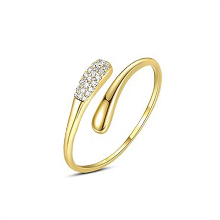 Anello Aperto Regolabile Goccia Con Zircone