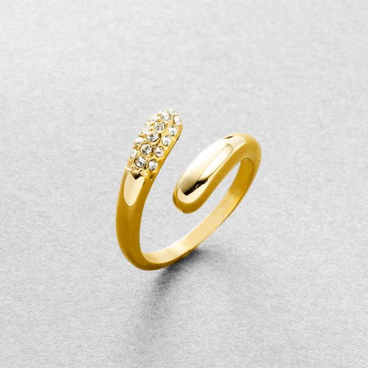 Anello Aperto Regolabile Goccia Con Zircone