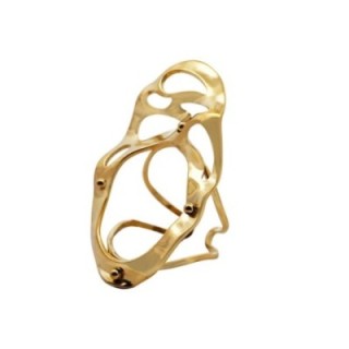 Anello Traforato Placcato Oro Giallo Con Palline