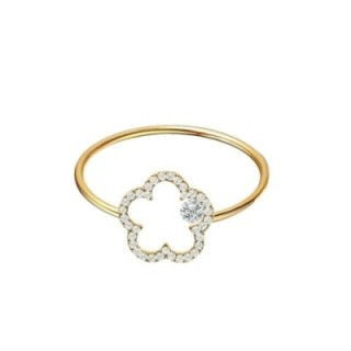 Anello Sottile Placcato Oro Giallo Regolabile Fiore