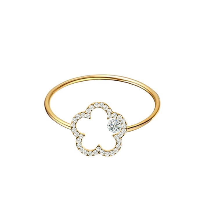Anello Sottile Placcato Oro Giallo Regolabile Fiore