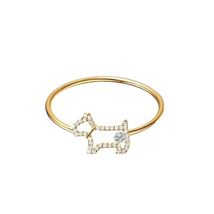 Anello Sottile Placcato Oro Giallo Regolabile Cane