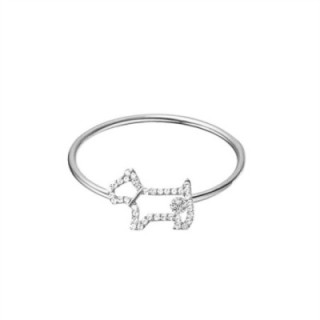 Anello Sottile Acciaio Silver Regolabile Cane