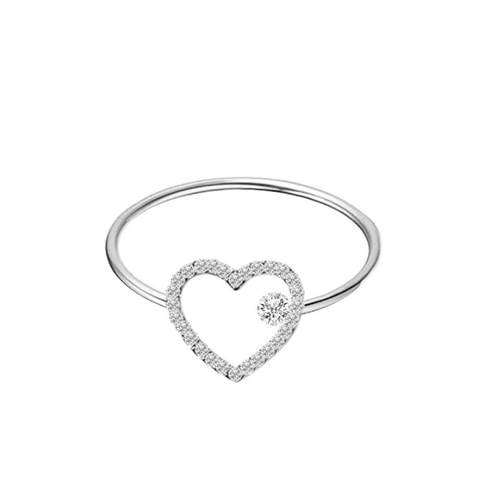 Anello Sottile Acciaio Silver Regolabile Cuore