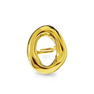 Anello Placcato Oro Giallo Ovale Cavo Regolabile