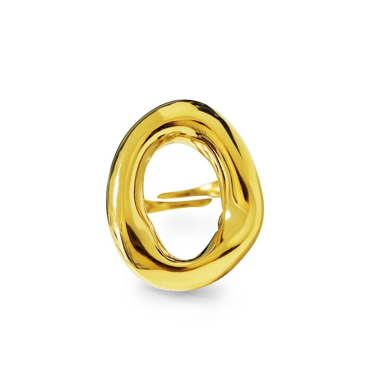 Anello Placcato Oro Giallo Ovale Cavo Regolabile