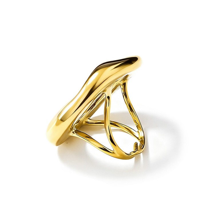 Anello Placcato Oro Giallo Ovale Cavo Regolabile