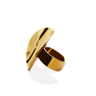 Anello Placcato Oro Giallo Onde Marine