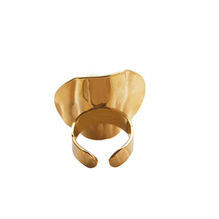 Anello Placcato Oro Giallo Onde Marine