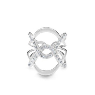 Anello Acciaio Silver Intrecciato Simmetrico con Zircone