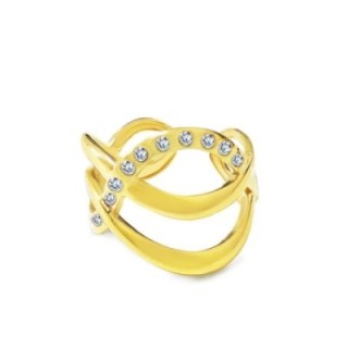 Anello Placcato Oro Giallo Intrecciato con Zircone