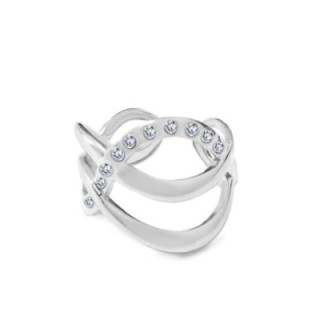 Anello Acciaio Silver Intrecciato con Zircone