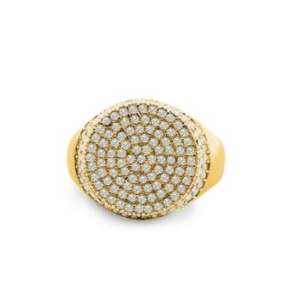 Anello Chevalier Ovale Placcato Oro Giallo con Pavé di Zirconi