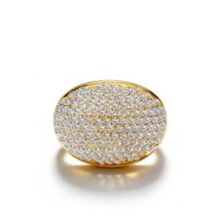 Anello a Fascia Bombata Placcato Oro Giallo con Pavé di Zirconi