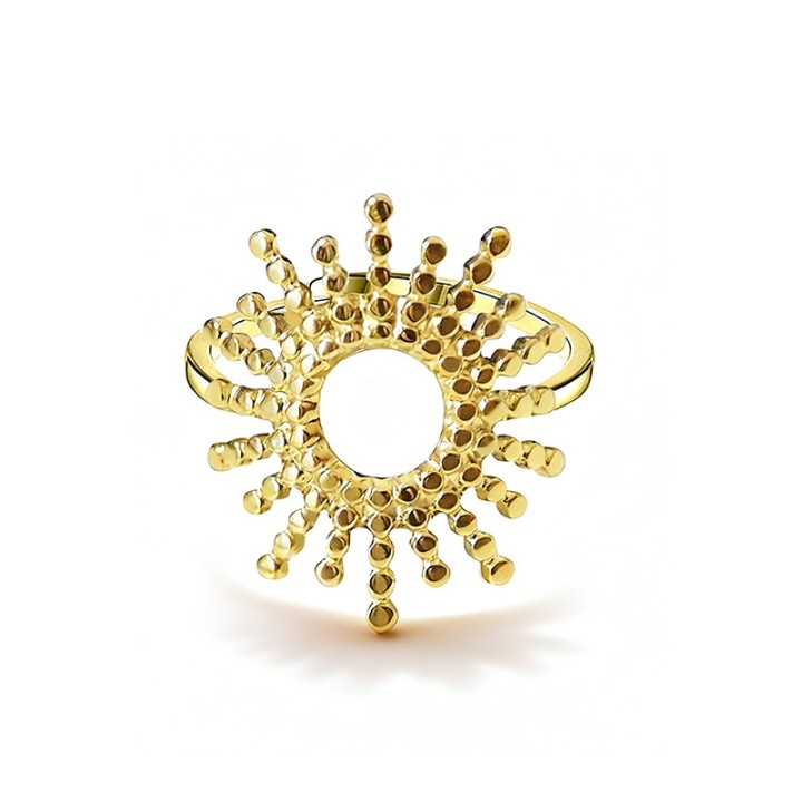 Anello Astronomico 'Solana' Placcato Oro Giallo con Raggi a Sbalzo