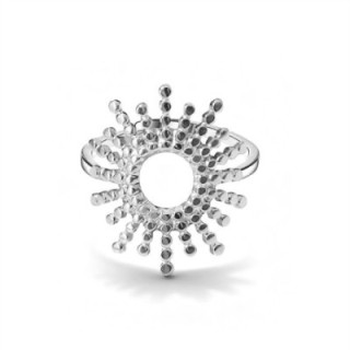 Anello Astronomico 'Solana' Acciaio Silver con Raggi a Sbalzo