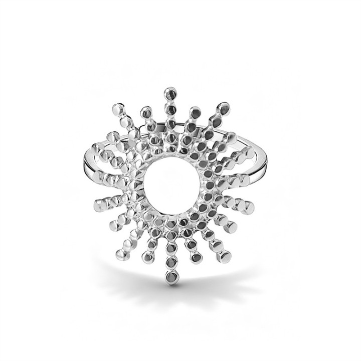 Anello Astronomico 'Solana' Acciaio Silver con Raggi a Sbalzo