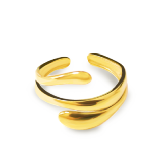 Anello Regolabile 'S.Onda' Placcato Oro Giallo a Doppia Fascia