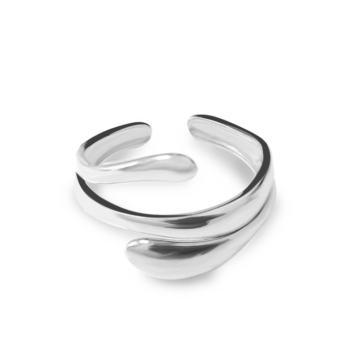 Anello Regolabile 'S.Onda' Acciaio Silver a Doppia Fascia