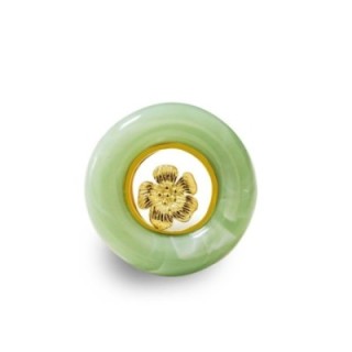 Anello Statement 'Barock' Placcato Oro Giallo e Resina Verde Salvia