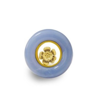Anello Statement 'Barock' Placcato Oro Giallo e Resina Blu Pastello