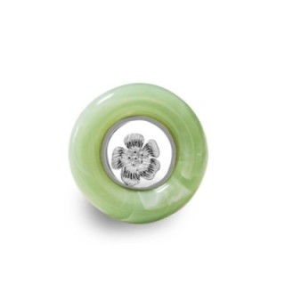 Anello Statement 'Barock' Acciaio Silver e Resina Verde Salvia