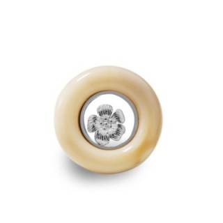 Anello Statement 'Barock' Acciaio Silver e Resina Crema
