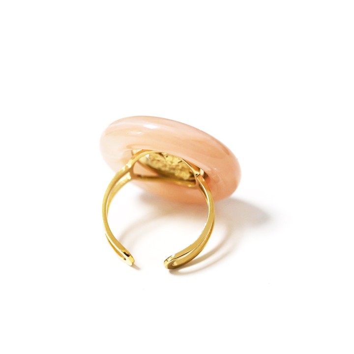Anello Statement 'Barock' Acciaio Silver e Resina Crema