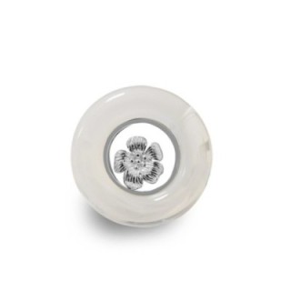 Anello Statement 'Barock' Acciaio Silver e Resina Bianco Perla
