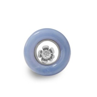 Anello Statement 'Barock' Acciaio Silver e Resina Blu Pastello