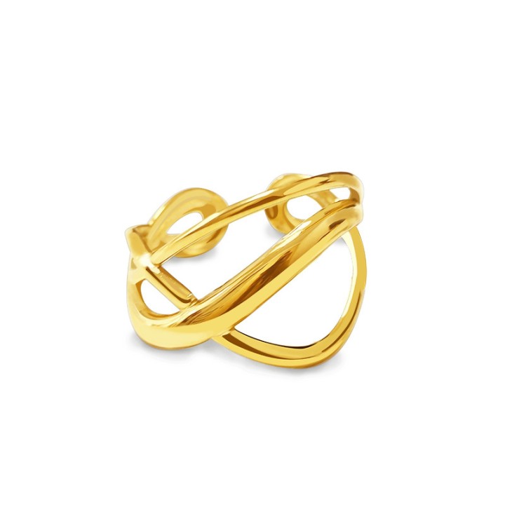Cuff Ringe 'Gird' Placcato Oro Giallo a Fascia Vuota Intrecciata
