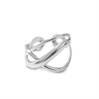 Cuff Ring 'Gird' Acciaio Silver a Fascia Vuota Intrecciata