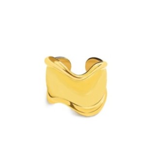 Cuff Ring 'Swell' Placcato Oro Giallo a Fascia Ondulata