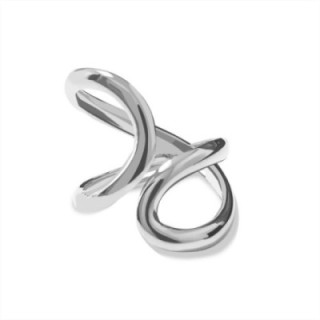 Cuff Ring 'Twist' Acciaio Silver a Linee Incrociate