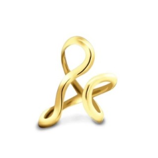 Cuff Ring 'Glide' Placcato Oro Giallo a Onda Estesa Verticale
