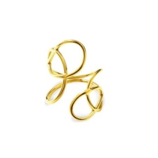 Cuff Ring 'Loop' Placcato Oro Giallo a Volute Astratte