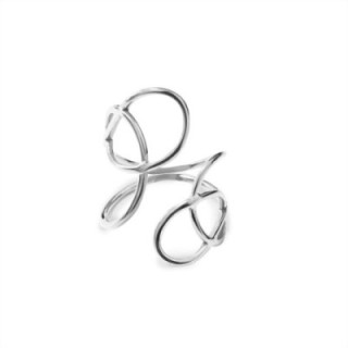 Cuff Ring 'Loop' Acciaio Silver a Volute Astratte