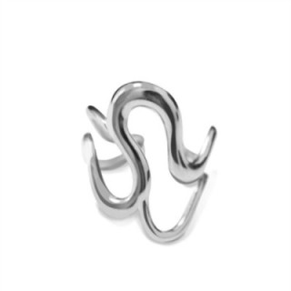 Cuff Ring 'Mamba' Acciaio Silver a Spire Sinuose