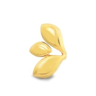 Cuff Ring 'Palme' Placcato Oro Giallo 316L a Triplice Foglia Astratta