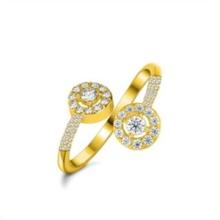 Cuff Ring 'Cercle' Placcato Oro Giallo 316L Contrarié con Doppia Placca Pavé