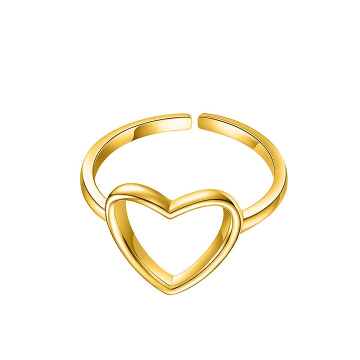 Cuff Ring 'Amour' Placcato Oro Giallo 316L con Cuore a Giorno