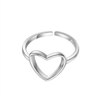 Cuff Ring 'Amour' Acciaio Silver 316L con Cuore a Giorno