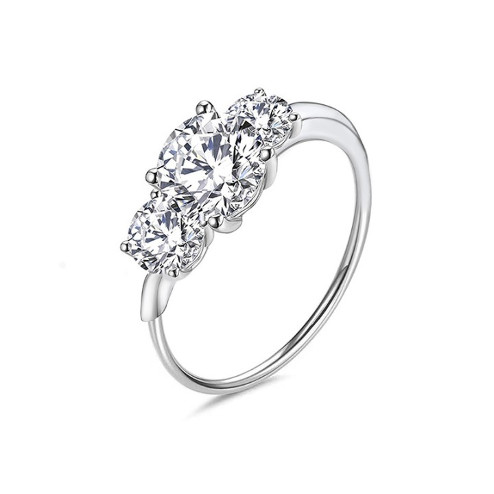 Anello di Fidanzamento Regolabile RIVIERA Acciaio Silver 316L con Gemme a Scalare