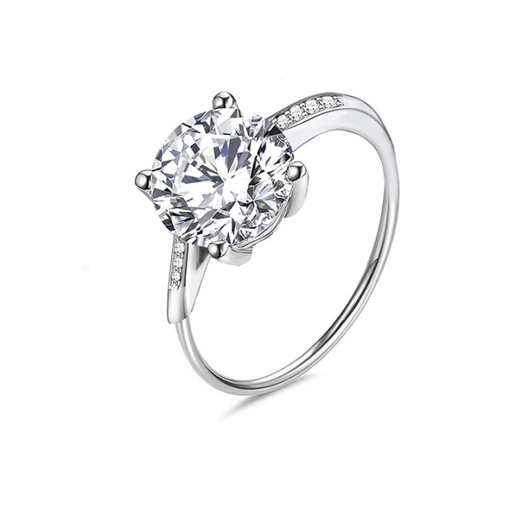 Anello di Fidanzamento Regolabile SOLITARIO Acciaio Silver 316L con Castone Elevato