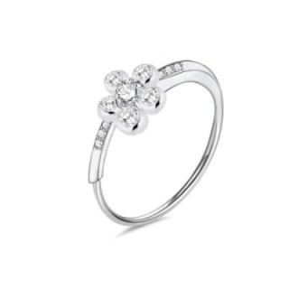 Anello di Fidanzamento Regolabile CLUSTER Acciaio Silver 316L con Fiore di Zirconi