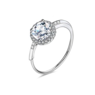 Anello di Fidanzamento Regolabile HALO Acciaio Silver 316L con Rosone Rotondo