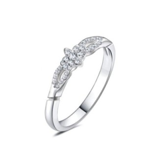 Anello di Fidanzamento Regolabile TRILOGY Acciaio Silver 316L con Zirconi a Foglia
