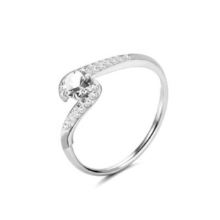 Anello di Fidanzamento Regolabile CONTRARIÉ Acciaio Silver 316L con Linee Sinuose