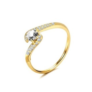 Anello di Fidanzamento Regolabile CONTRARIÉ Placcato Oro Giallo 316L con Linee Sinuose