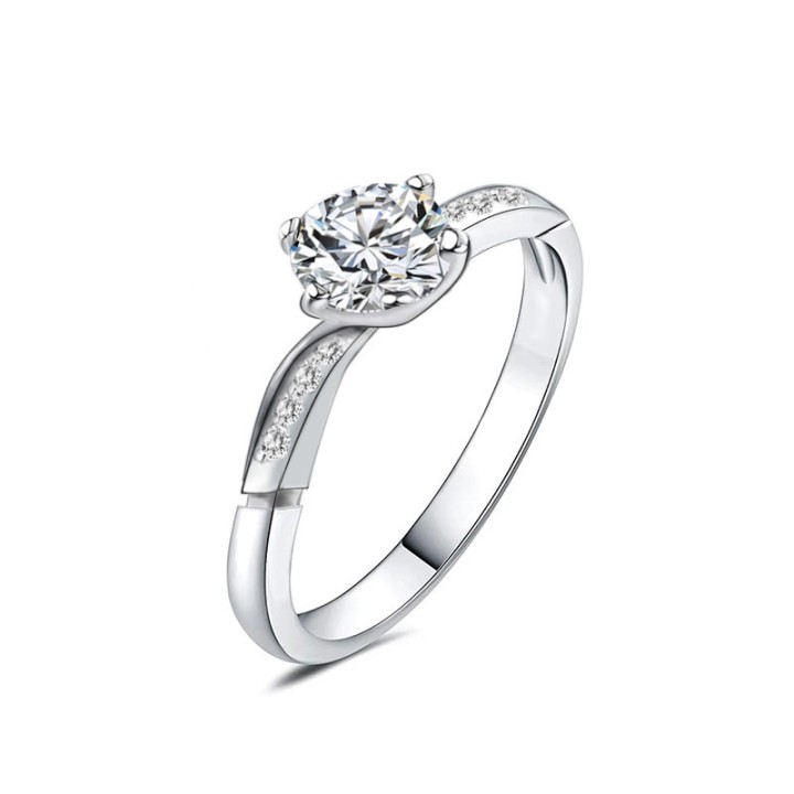 Anello di Fidanzamento Regolabile SOLITARIO Acciaio Silver 316L con Castone a Corona